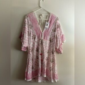 Floral Pink and White Beach cover up